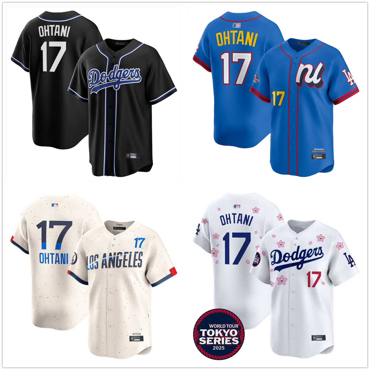 Los Angeles Dodgers Los Angeles Dodgers 17# Ohtani Men's and Women's Kids Baseball Jersey