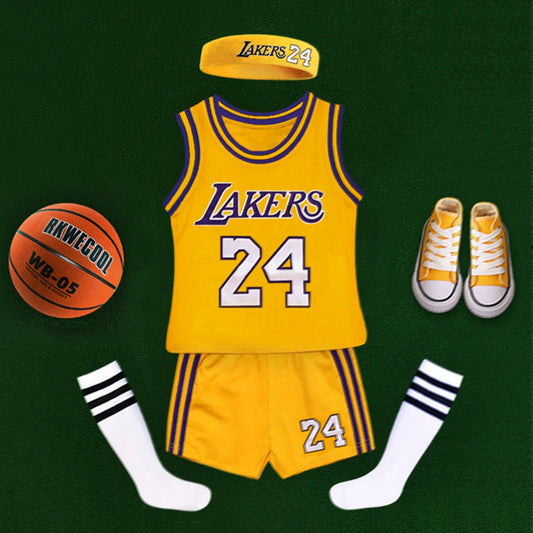 Basketball Wear Suit Pure Cotton Matching Jersey Photo Baby Birthday Party James 23 Kobe 24 Boys and Girls Costumes