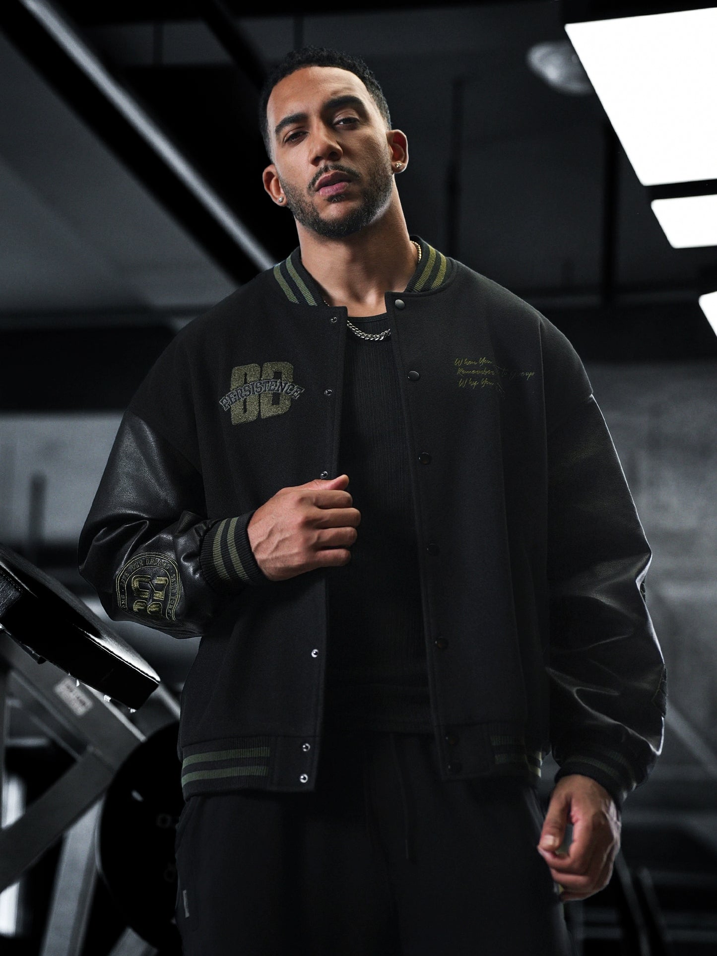BD Bodybuilding Station American Print Black Baseball Uniform Men Spring and Autumn Fashion Brand Casual Sports Jacket Outwear Men Loose