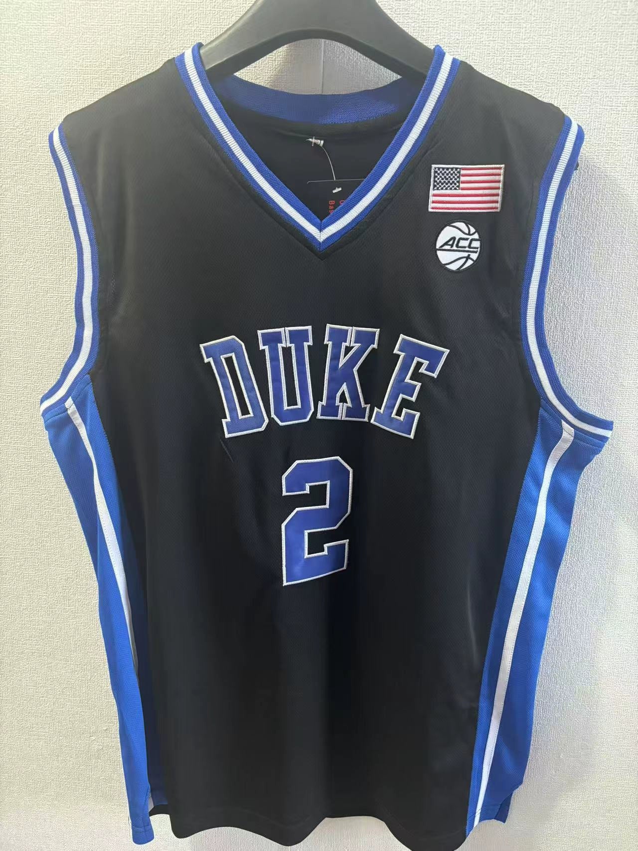 No. 2 Flagg Duke University White Dream Blue Dark Blue Black Embroider Jersey Athleisure Basketball Wear