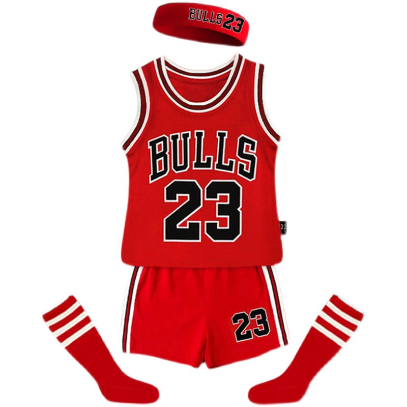 Basketball Wear Suit Pure Cotton Matching Jersey Photo Baby Birthday Party James 23 Kobe 24 Boys and Girls Costumes