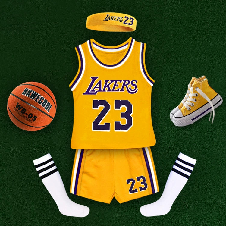 Basketball Wear Suit Pure Cotton Matching Jersey Photo Baby Birthday Party James 23 Kobe 24 Boys and Girls Costumes