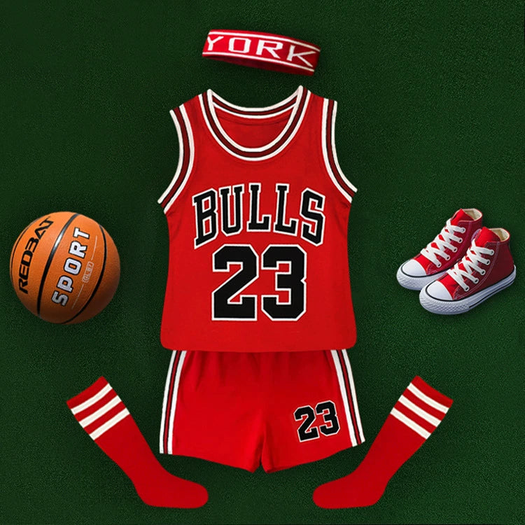 Basketball Wear Suit Pure Cotton Matching Jersey Photo Baby Birthday Party James 23 Kobe 24 Boys and Girls Costumes