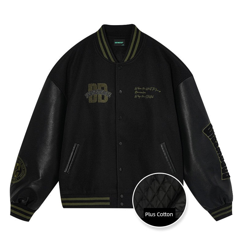 BD Bodybuilding Station American Print Black Baseball Uniform Men Spring and Autumn Fashion Brand Casual Sports Jacket Outwear Men Loose
