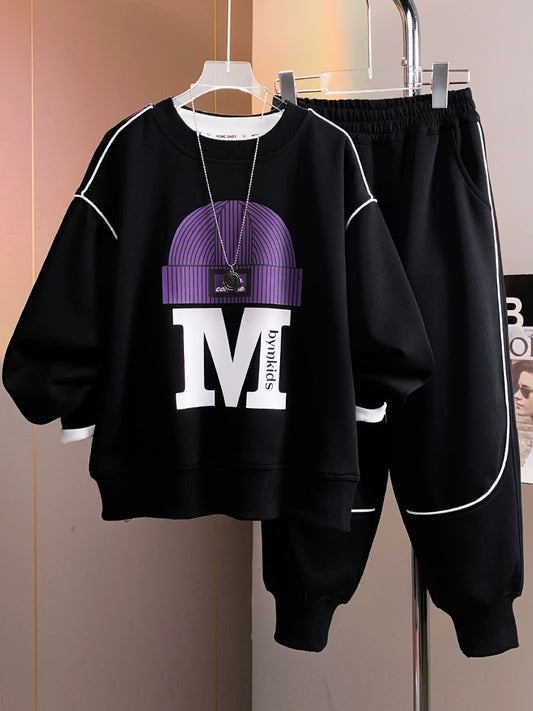 Children's Brushed Hoody Western Style Boys' Autumn and Winter Clothing