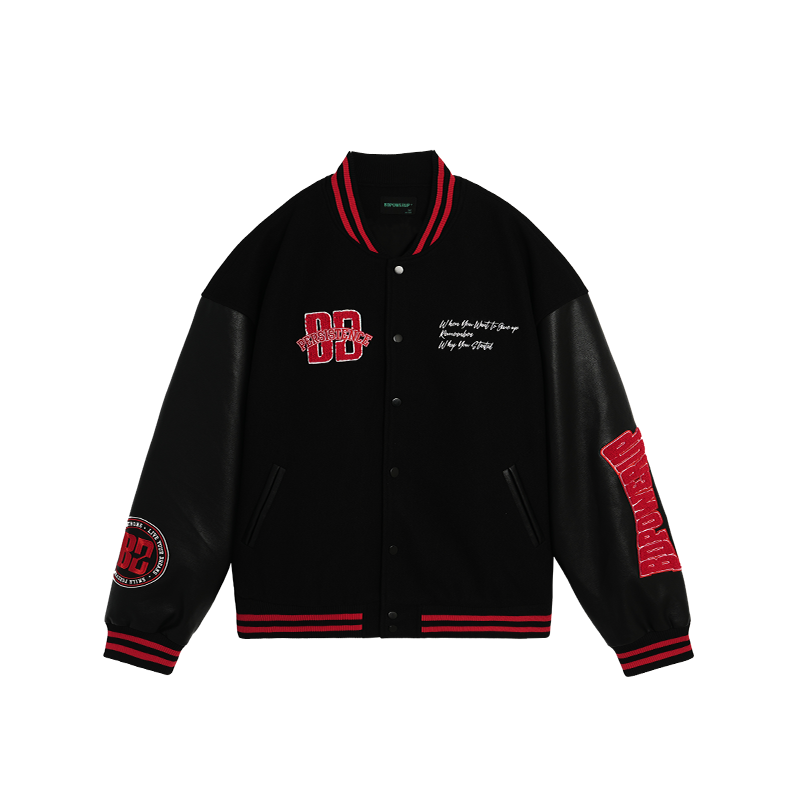 BD Bodybuilding Station American Print Black Baseball Uniform Men Spring and Autumn Fashion Brand Casual Sports Jacket Outwear Men Loose