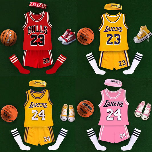 Basketball Wear Suit Pure Cotton Matching Jersey Photo Baby Birthday Party James 23 Kobe 24 Boys and Girls Costumes